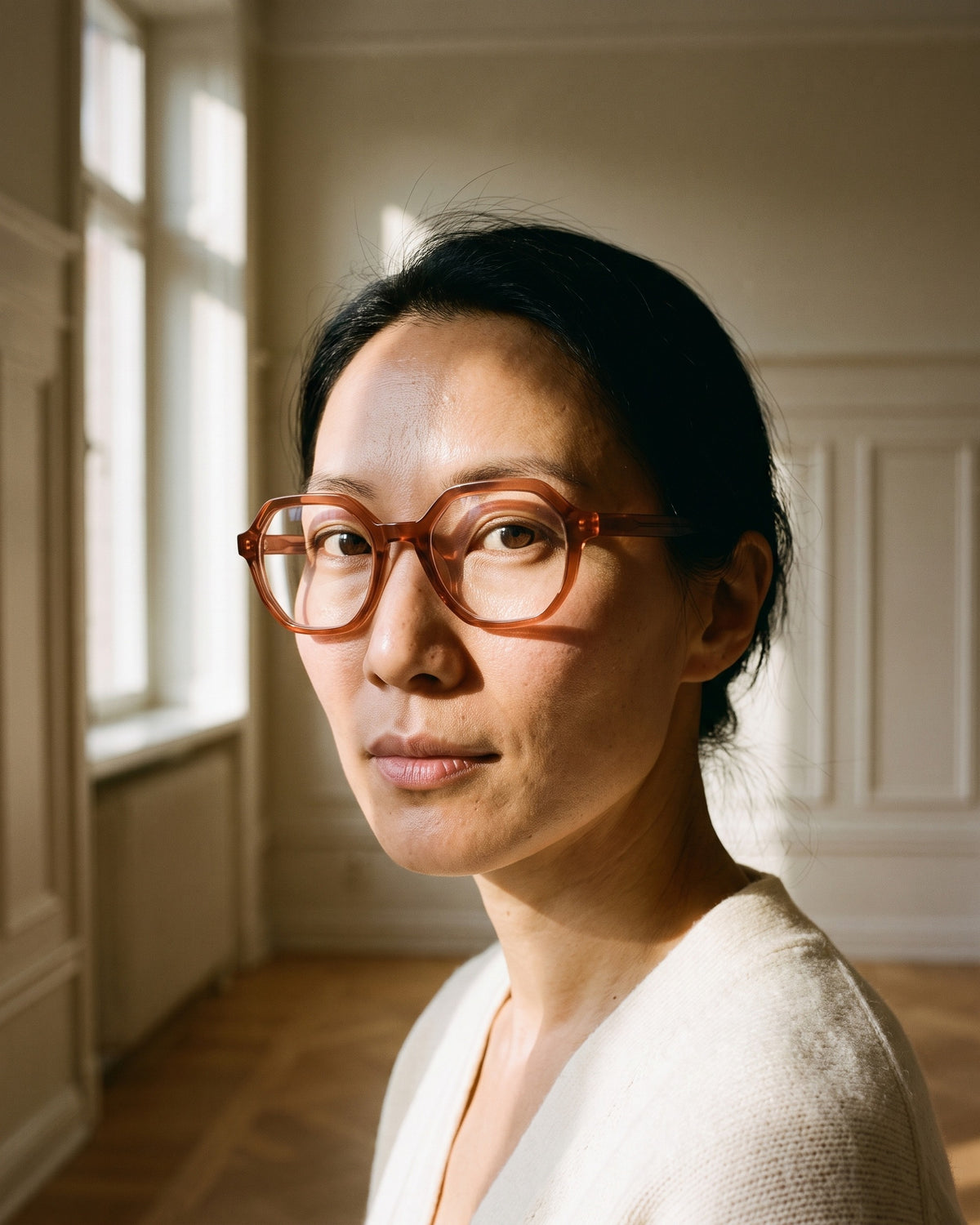 GLAS Lotus Orange Readers – worn, September light